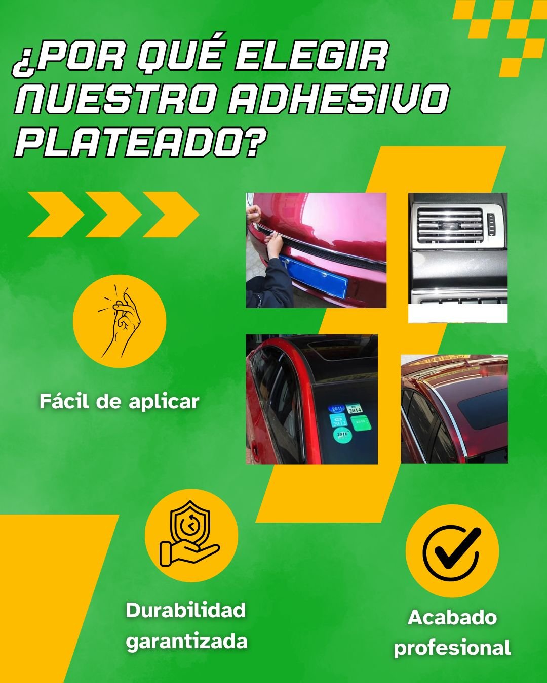 ADHESIVO PLATEADO PARA AUTO