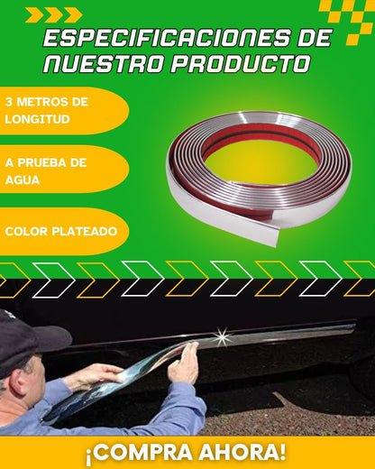 ADHESIVO PLATEADO PARA AUTO